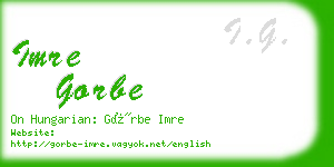 imre gorbe business card